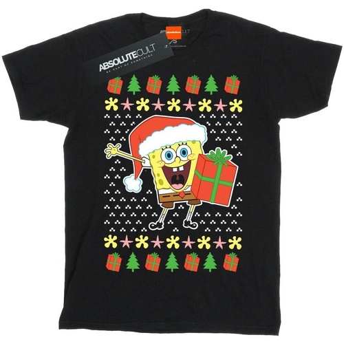 Abbigliamento Bambina T-shirts a maniche lunghe Spongebob Squarepants Ugly Christmas Nero