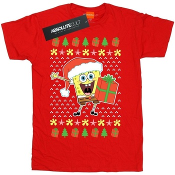 Abbigliamento Bambina T-shirts a maniche lunghe Spongebob Squarepants Ugly Christmas Rosso
