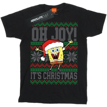 Abbigliamento Bambina T-shirts a maniche lunghe Spongebob Squarepants Oh Joy! Christmas Fair Isle Nero