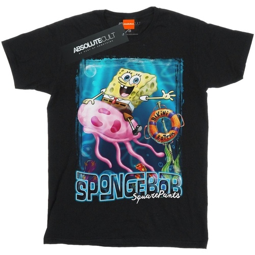 Abbigliamento Bambina T-shirts a maniche lunghe Spongebob Squarepants Jellyfish Riding Nero