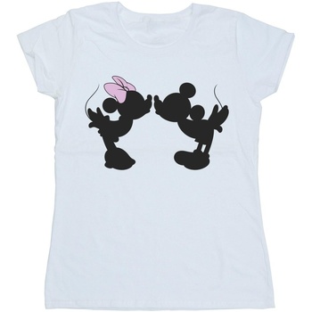 Abbigliamento Donna T-shirts a maniche lunghe Disney Mickey Minnie Kiss Silhouette Bianco