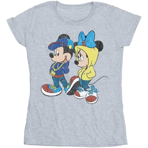Abbigliamento Donna T-shirts a maniche lunghe Disney Mickey And Minnie Mouse Pose Grigio