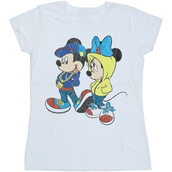 Abbigliamento Donna T-shirts a maniche lunghe Disney Mickey And Minnie Mouse Pose Bianco
