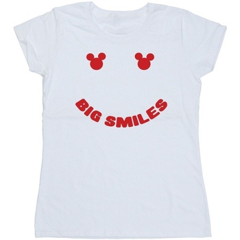 Abbigliamento Donna T-shirts a maniche lunghe Disney Mickey Mouse Big Smile Bianco