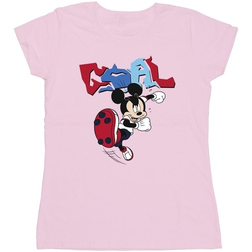 Abbigliamento Donna T-shirts a maniche lunghe Disney Mickey Mouse Goal Striker Pose Rosso