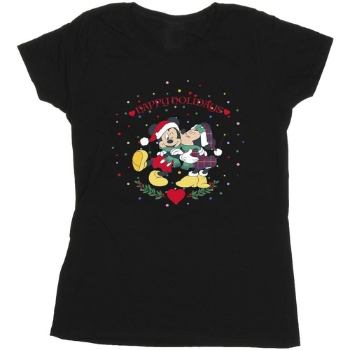 Abbigliamento Donna T-shirts a maniche lunghe Disney Mickey Mouse Mickey Minnie Christmas Nero