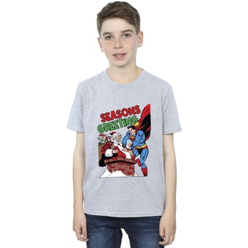 Abbigliamento Bambino T-shirt maniche corte Dc Comics Superman Santa Comic Grigio