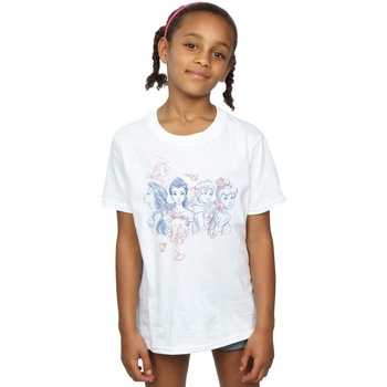 Abbigliamento Bambina T-shirts a maniche lunghe Disney Princess Sketch Bianco