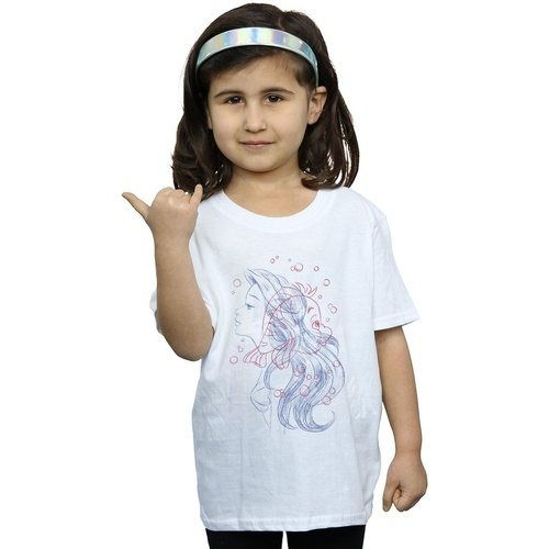Abbigliamento Bambina T-shirts a maniche lunghe Disney Ariel Flounder Sketch Bianco