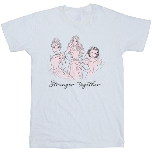 Abbigliamento Bambina T-shirts a maniche lunghe Disney Princesses Stronger Together Bianco