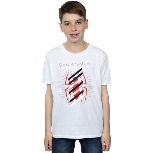 Abbigliamento Bambino T-shirt maniche corte Marvel Spider-Man Logo Stripes Bianco