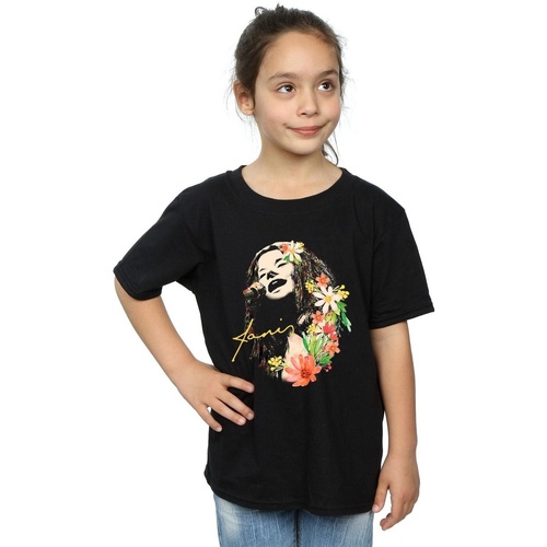Abbigliamento Bambina T-shirts a maniche lunghe Janis Joplin Floral Pattern Nero