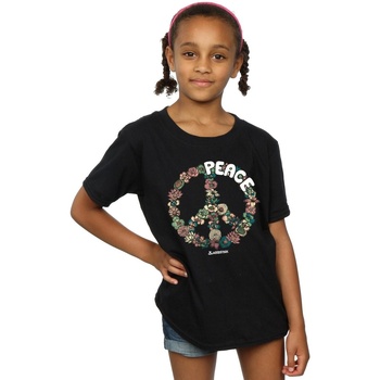 Abbigliamento Bambina T-shirts a maniche lunghe Woodstock Floral Peace Nero