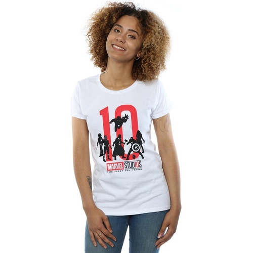 Abbigliamento Donna T-shirts a maniche lunghe Marvel Studios The First Ten Years Bianco