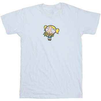 Abbigliamento Bambina T-shirts a maniche lunghe The Powerpuff Girls Bubbles Flower Bianco