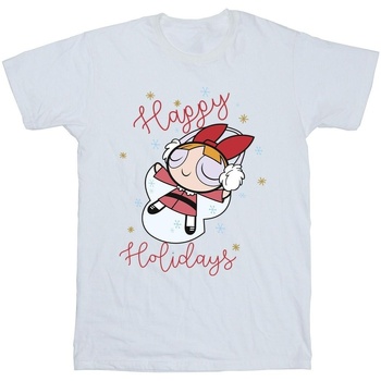Abbigliamento Bambina T-shirts a maniche lunghe The Powerpuff Girls Happy Holidays Bianco