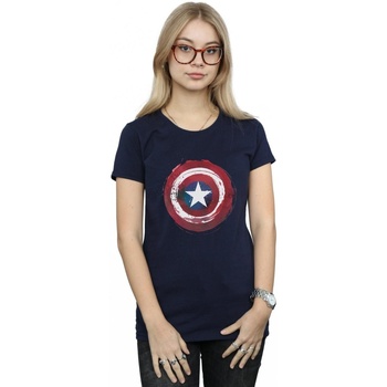 Abbigliamento Donna T-shirts a maniche lunghe Marvel Captain America Splatter Shield Blu