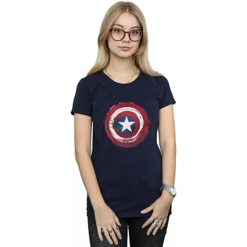 Abbigliamento Donna T-shirts a maniche lunghe Marvel Captain America Splatter Shield Blu