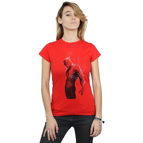 Abbigliamento Donna T-shirts a maniche lunghe Marvel Spider-Man Web Wrap Rosso