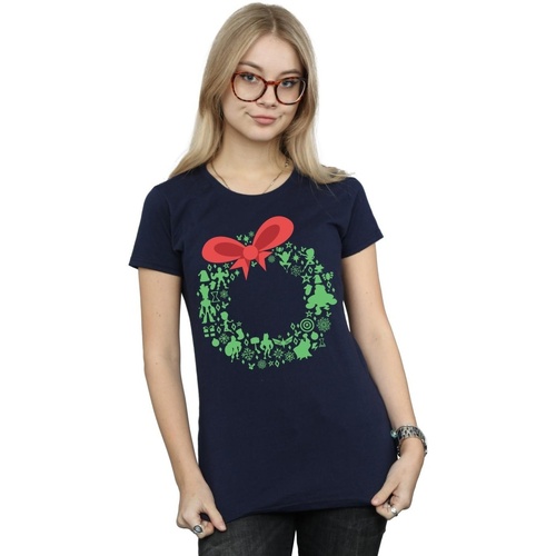 Abbigliamento Donna T-shirts a maniche lunghe Marvel Avengers Christmas Wreath Blu