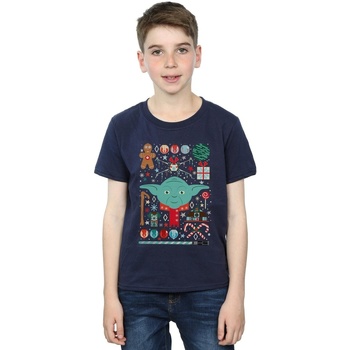 Abbigliamento Bambino T-shirt maniche corte Disney Yoda Christmas Blu