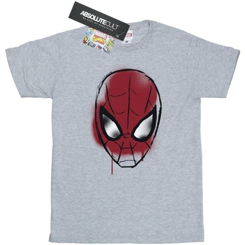 Abbigliamento Bambina T-shirts a maniche lunghe Marvel Spider-Man Face Sketch Grigio