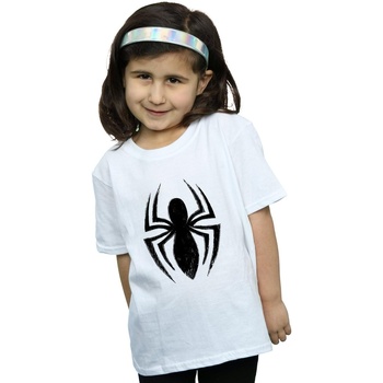 Abbigliamento Bambina T-shirts a maniche lunghe Marvel Spider-Man Ultimate Spider Logo Bianco