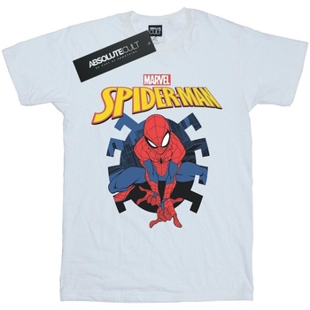 Abbigliamento Bambina T-shirts a maniche lunghe Marvel Spider-Man Web Shooting Emblem Logo Bianco