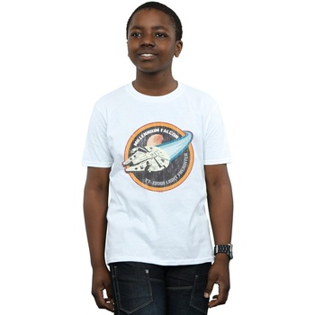 Abbigliamento Bambino T-shirt maniche corte Disney Millennium Falcon Badge Bianco
