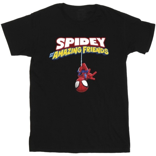 Abbigliamento Bambina T-shirts a maniche lunghe Marvel Spider-Man Hanging Upside Down Nero