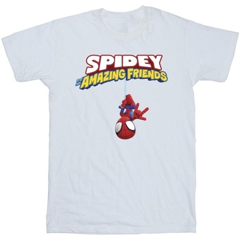 Abbigliamento Bambina T-shirts a maniche lunghe Marvel Spider-Man Hanging Upside Down Bianco