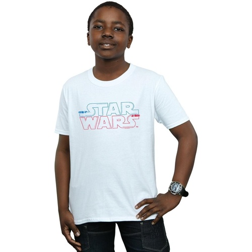Abbigliamento Bambino T-shirt maniche corte Disney Lightsaber Logo Bianco
