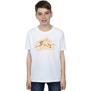 Abbigliamento Bambino T-shirt maniche corte Disney Tatooine Jumble Logo Bianco