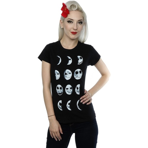Abbigliamento Donna T-shirts a maniche lunghe Disney Nightmare Before Christmas Jack Moon Nero