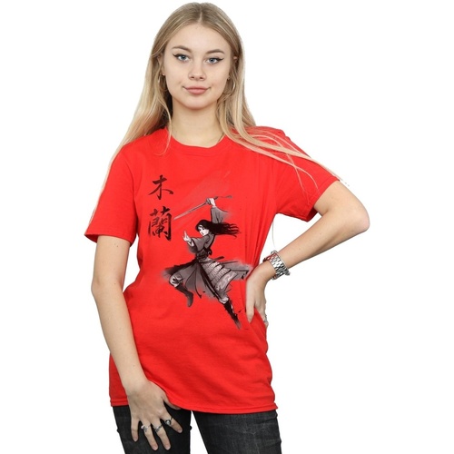 Abbigliamento Donna T-shirts a maniche lunghe Disney Mulan Movie Sword Jump Rosso