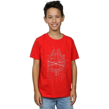 Abbigliamento Bambino T-shirt maniche corte Disney Millennium Falcon Christmas Tree Delivery Rosso
