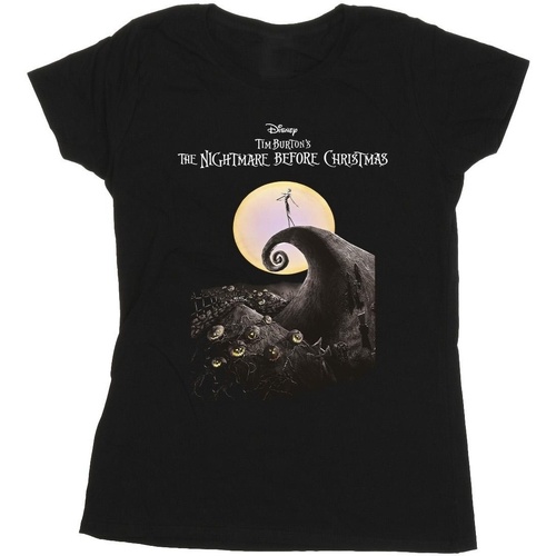 Abbigliamento Donna T-shirts a maniche lunghe Nightmare Before Christmas Moon Poster Nero