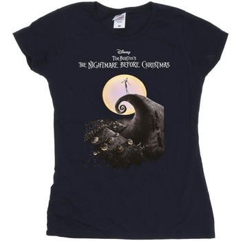 Abbigliamento Donna T-shirts a maniche lunghe Nightmare Before Christmas Moon Poster Blu