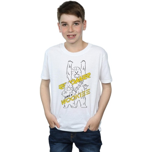 Abbigliamento Bambino T-shirt maniche corte Disney Roar Like A Wookiee Bianco