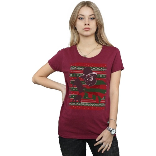 Abbigliamento Donna T-shirts a maniche lunghe A Nightmare On Elm Street Christmas Fair Isle Multicolore