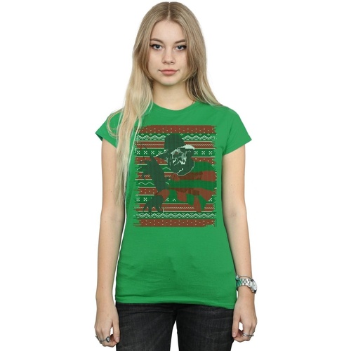 Abbigliamento Donna T-shirts a maniche lunghe A Nightmare On Elm Street Christmas Fair Isle Verde