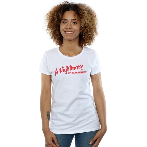 Abbigliamento Donna T-shirts a maniche lunghe A Nightmare On Elm Street Red Logo Bianco