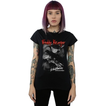 Abbigliamento Donna T-shirts a maniche lunghe A Nightmare On Elm Street Freddy Black And White Photo Nero