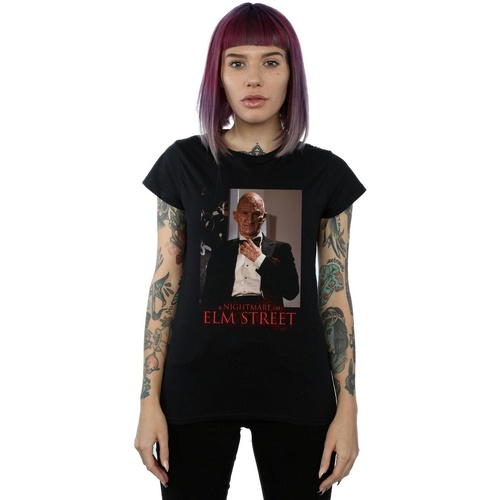 Abbigliamento Donna T-shirts a maniche lunghe A Nightmare On Elm Street Freddy Tuxedo Nero