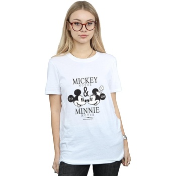 Abbigliamento Donna T-shirts a maniche lunghe Disney Mickey And Minnie Mouse Mousecrush Mondays Bianco