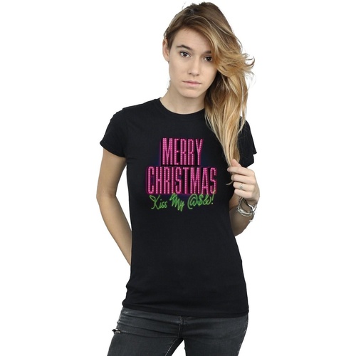 Abbigliamento Donna T-shirts a maniche lunghe National Lampoon´s Christmas Va Kiss My Ass Nero