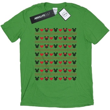 Abbigliamento Donna T-shirts a maniche lunghe Disney Mickey And Minnie Christmas Hearts Verde