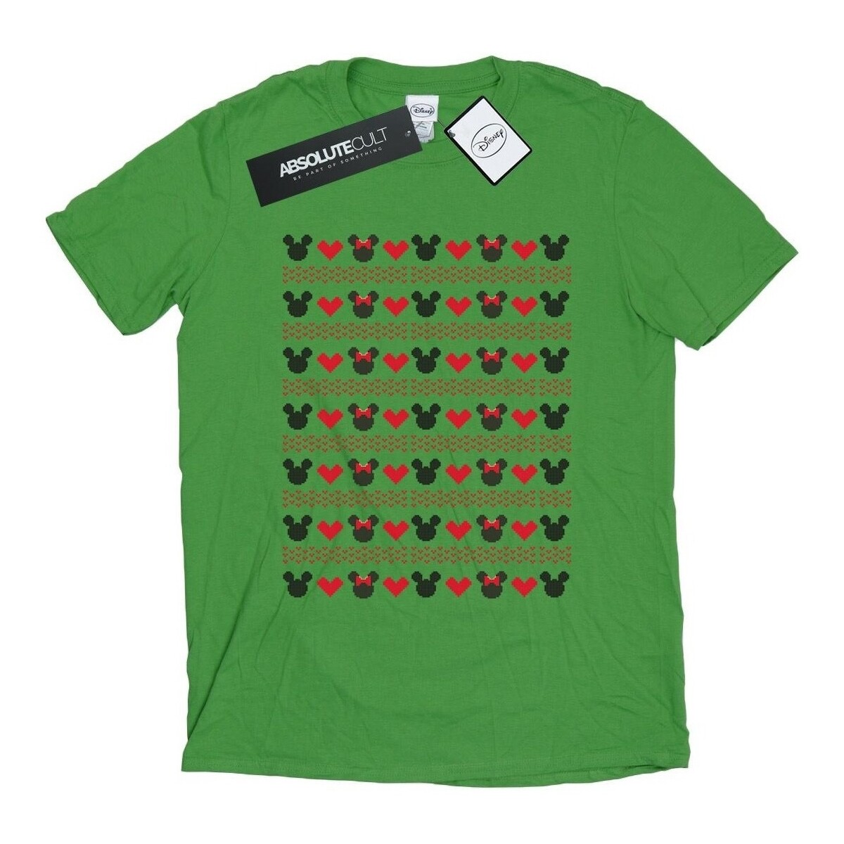 Abbigliamento Donna T-shirts a maniche lunghe Disney Mickey And Minnie Christmas Hearts Verde