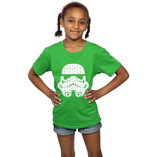 Abbigliamento Bambina T-shirts a maniche lunghe Disney Christmas Stormtrooper Helmet Verde