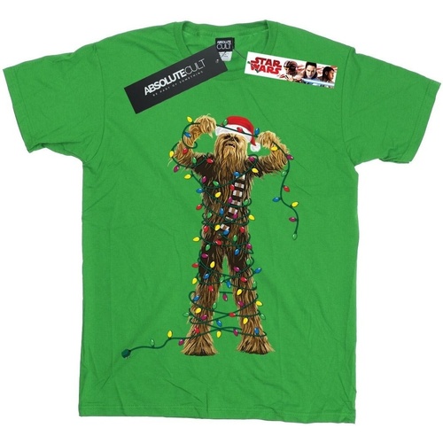 Abbigliamento Bambina T-shirts a maniche lunghe Disney Chewbacca Christmas Lights Verde